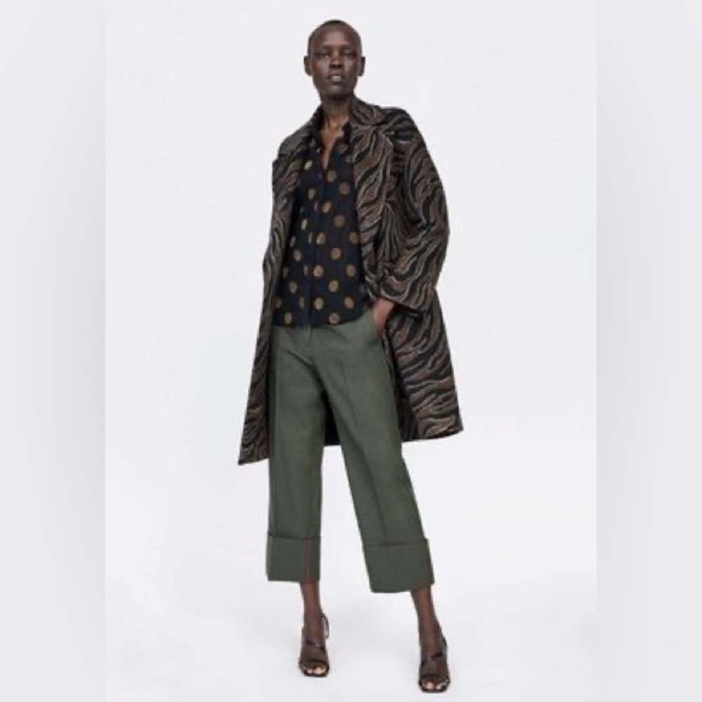 𝐙𝐀𝐑𝐀 Zebra Print  Coat Brown Black XS - Picture 10 of 16